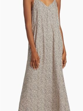 Jenni Kayne V-Neck Leopard Print Slip Dress - Beige